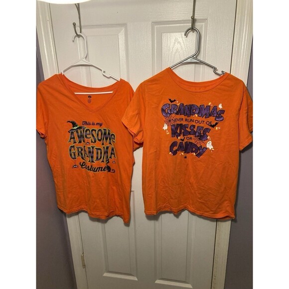 Source Unknown Tops - Lot Of 2 Grandma Halloween Shirts Cute & Colorful Hardly Worn Glittery Size 2X